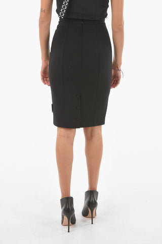 Tailored Pencil Midi Skirt with Lettering Logo
