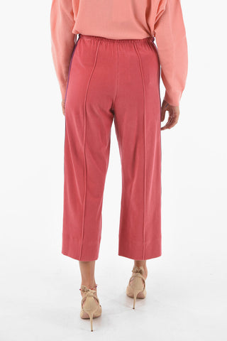 Cropped Ribbed Velour Joggers with Lettering Logo