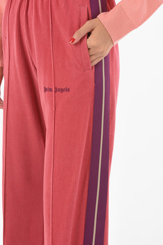 Cropped Ribbed Velour Joggers with Lettering Logo