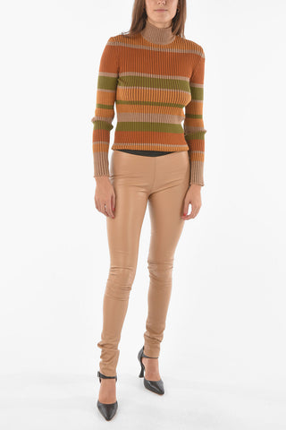 Soft Leather Leggings with Waist Elastic Band