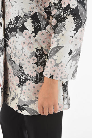 Floral Jacquard Coat with Pointed Collar