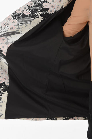 Floral Jacquard Coat with Pointed Collar