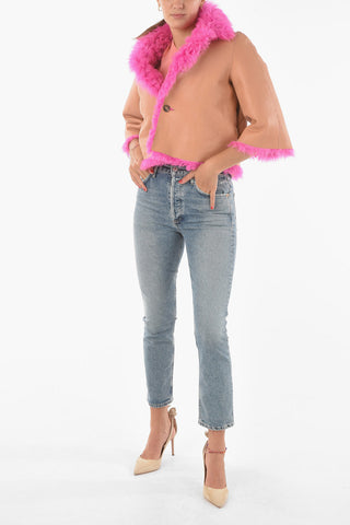 Real Fur Reversible Crop Jacket with Hidden Fastening