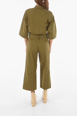 Poplin Cotton Utility Jumpsuit with Belt