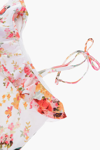 One Shoulder Floral Printed One Piece Swimsuit