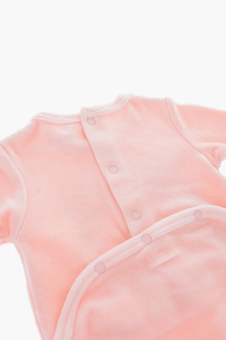 tiger-motif embroidered crew-neck romper suit