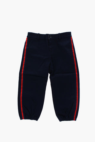 contrasting side band stretch cotton pants