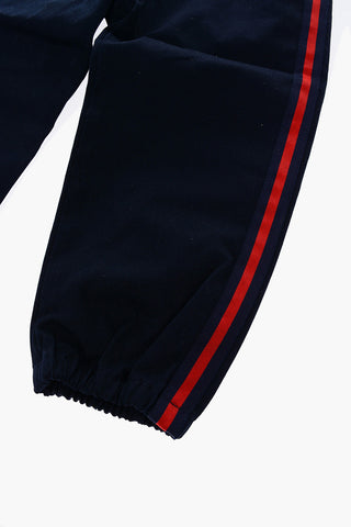 contrasting side band stretch cotton pants