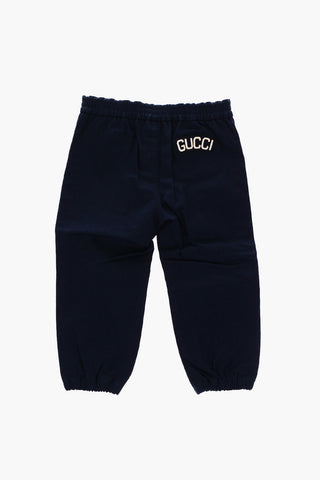 contrasting side band stretch cotton pants