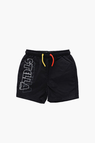 costume da bagno boxer a tinta unita con logo stampato