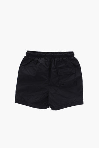 costume da bagno boxer a tinta unita con logo stampato