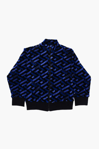 zip closure chenille monogram sweatshirt