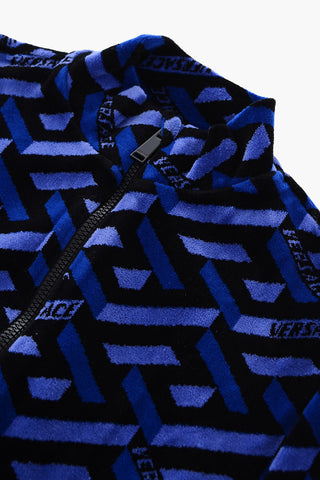 zip closure chenille monogram sweatshirt