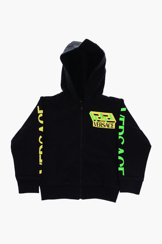 Felpa con chiusura zip e logo stampato