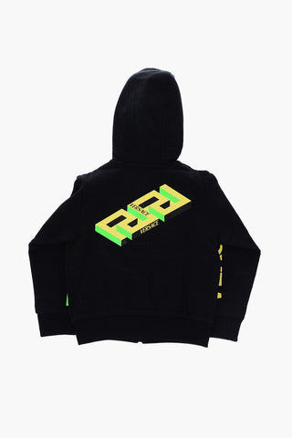 Felpa con chiusura zip e logo stampato