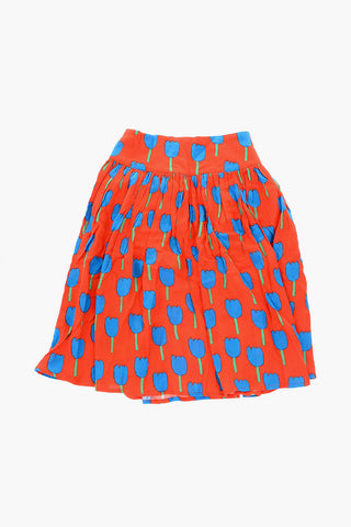 tulips printed skirt with zip closure