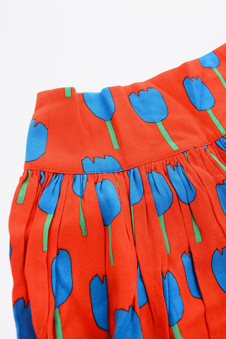 tulips printed skirt with zip closure