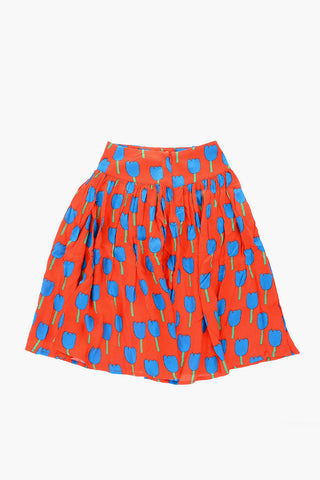 tulips printed skirt with zip closure