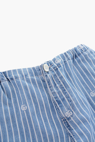 monogram printed striped shorts
