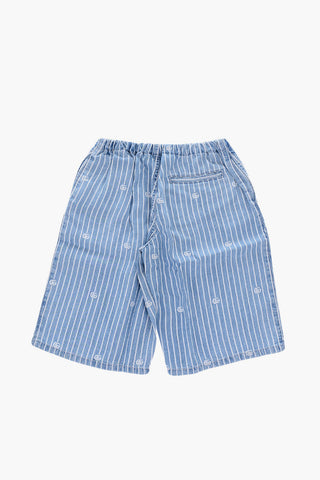 monogram printed striped shorts