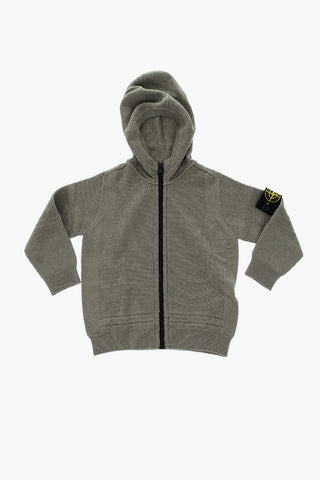 maglia in lana con cappuccio e chiusura zip