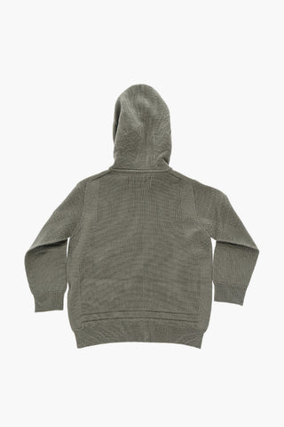 maglia in lana con cappuccio e chiusura zip