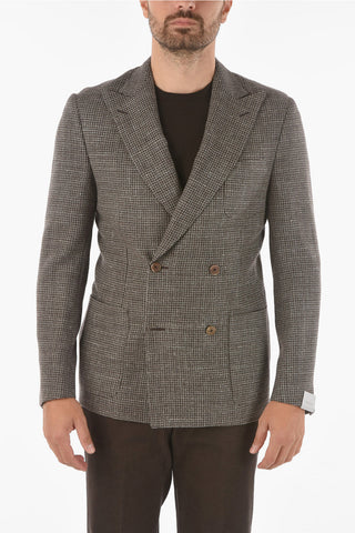 Blazer GATE Doppiopetto in Pied de Poule con Revers a Lancia