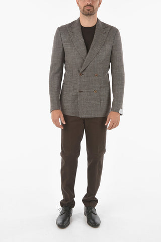 Blazer GATE Doppiopetto in Pied de Poule con Revers a Lancia