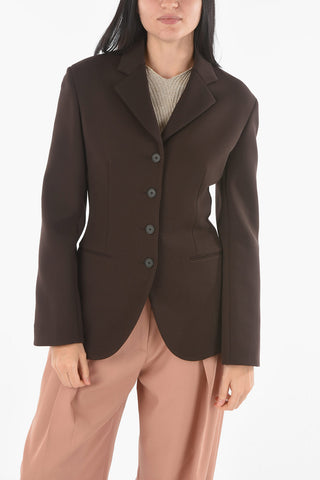 Single-breasted Notch Lapel Stretch Virgin Wool Blazer