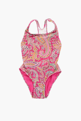 Paisley patterned one piece swimsuit