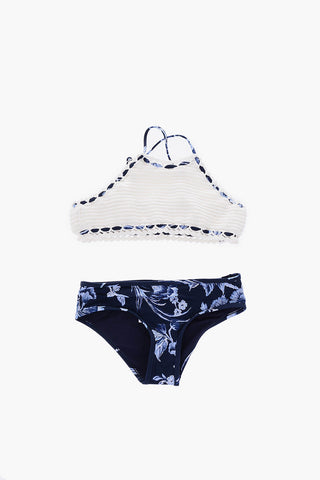 Costume da Bagno a 2 Pezzi con Parte superiore in Maglia