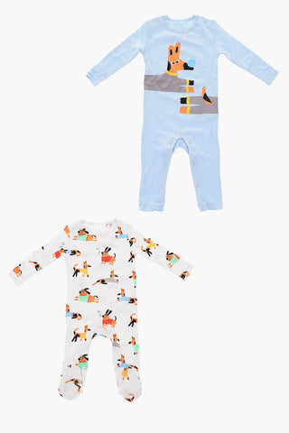 Printed DOGGIES Romper Suit 2 Piece Set