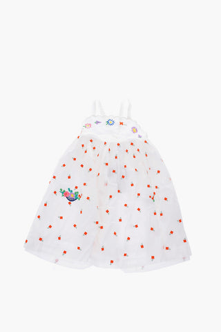 flowers embroidered sleeveless dress