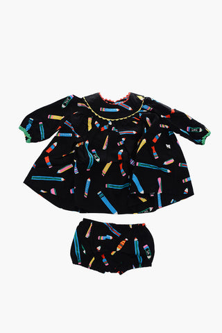 vestito girocollo con matite stampate
