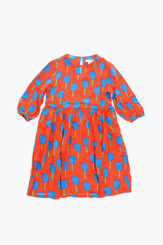 tulips printed crew-neck dress