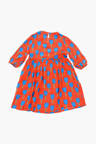tulips printed crew-neck dress