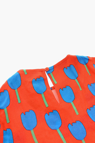 tulips printed crew-neck dress