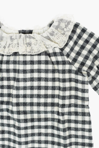 Tartan Checked FLAVILI Dress with Laces Collar