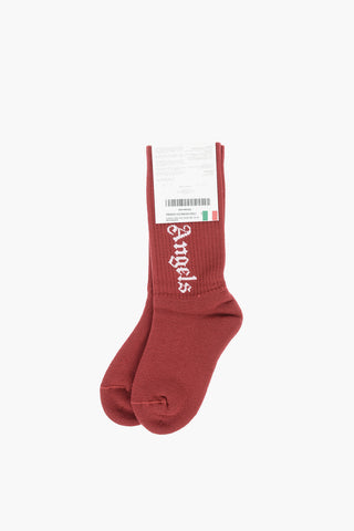 logo embroidered solid color stretch socks