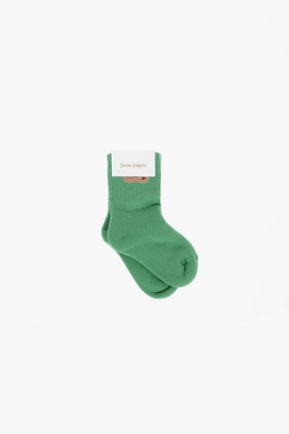 Ribbed Long Socks with Teddy Embroidery