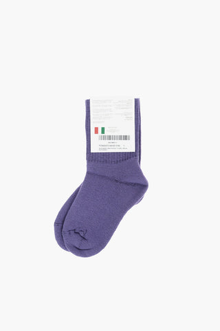 Ribbed Long Socks with Teddy Embroidery