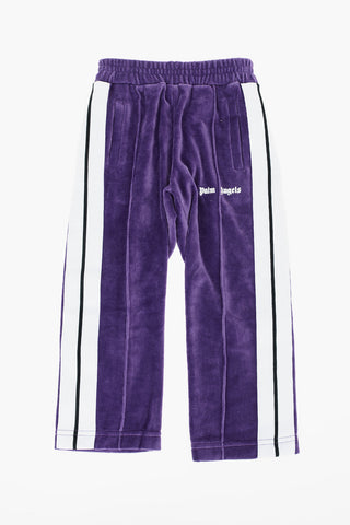 contrasting side band velvet joggers