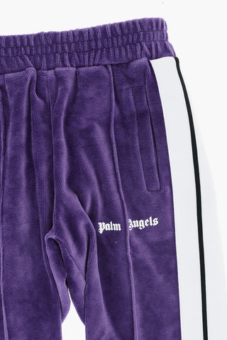 contrasting side band velvet joggers