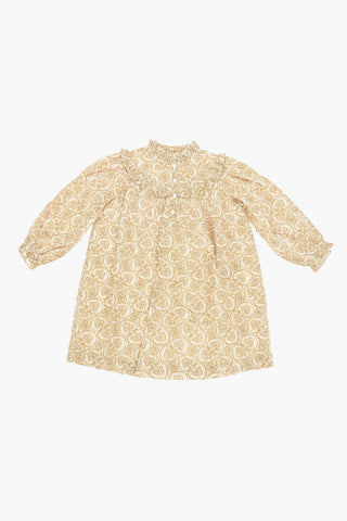 Vestito Effetto Damascato con Collo Ruffle
