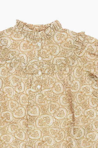 Vestito Effetto Damascato con Collo Ruffle