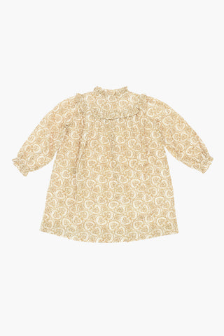 Vestito Effetto Damascato con Collo Ruffle