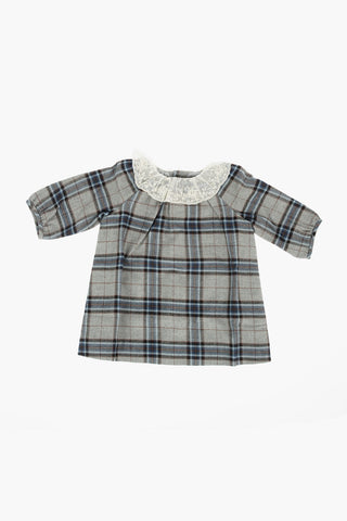 Tartan Checked FLAVILI Dress with Laces Collar