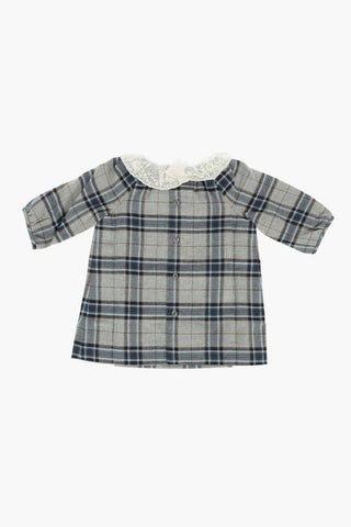 Tartan Checked FLAVILI Dress with Laces Collar