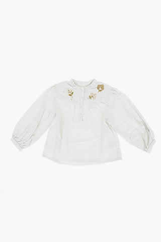 Blusa in cotone ricamata sul fronte