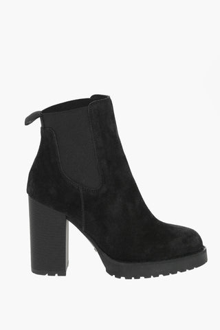 Suede Leather Heeled Ankle Booties 9,5cm